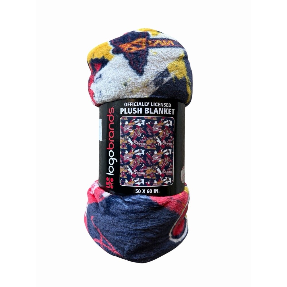 NEW Atlanta Braves Logo Brands 50"x60" Plush Fleece Blanket Throw Official NWT